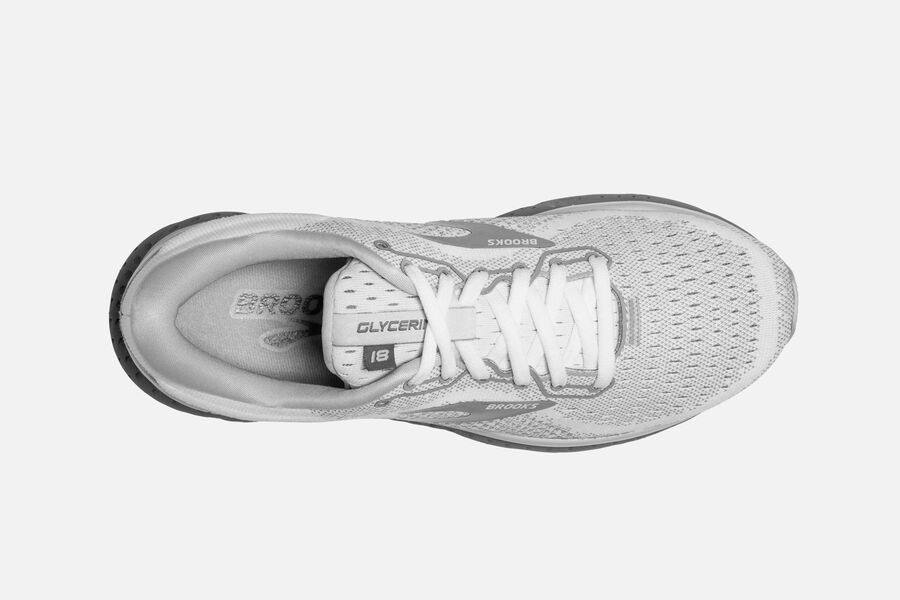 Brooks Running Shoes Womens White/Grey - Glycerin 18 Road - 2514-JKXFA